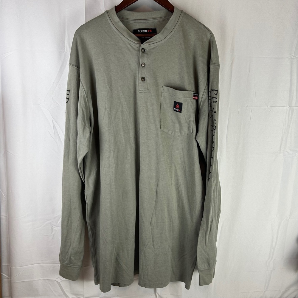 Forge FR Henley Shirt Mens‎ 2XLT Sage Green Flame Resistant Praetorian Graphic